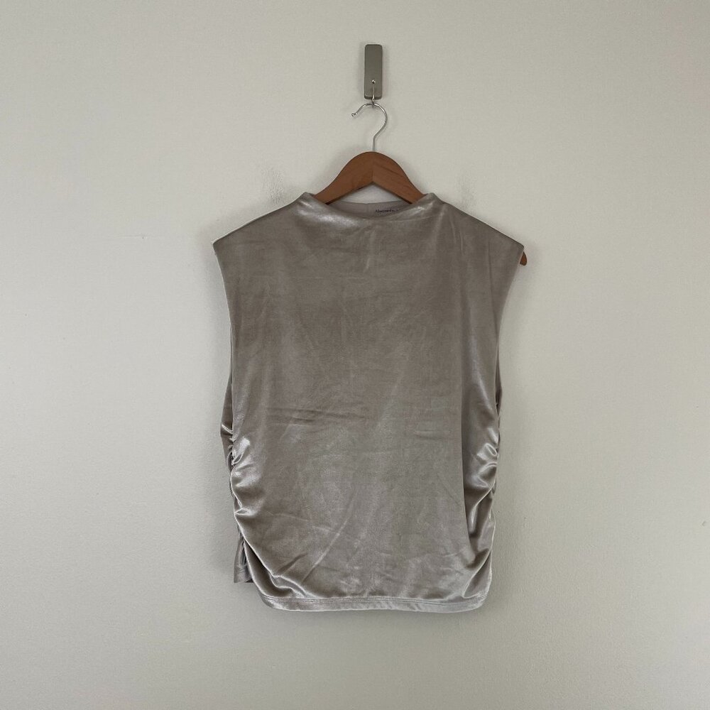 Abercrombie & Fitch Paloma Champagne Velvet Ruched Top Size Large